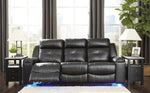 Kempten Black Faux Leather Manual Recliner Sofa