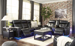 Kempten Black Faux Leather Manual Recliner Sofa