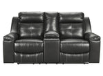 Kempten Black Faux Leather Manual Recliner Loveseat