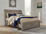 Lettner Light Gray King Sleigh Storage Bed