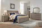 Lettner Light Gray King Sleigh Storage Bed