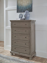 Lettner Light Gray Wood 5-Drawer Chest