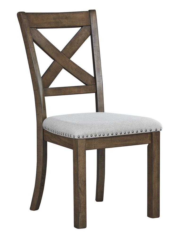Moriville 2 Beige Fabric/Grayish Brown Wood Side Chairs