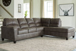 Navi 2-Pc Smoke Faux Leather RAF Sectional (Oversized)