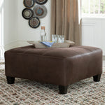 Navi Chestnut Faux Leather Oversized Accent Ottoman