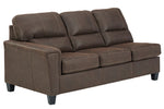 Navi 2-Pc Chestnut Faux Leather RAF Sectional with Sleeper (Oversized)