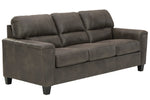 Navi Smoke Faux Leather Queen Sofa Sleeper