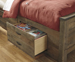 Trinell Brown Wood Full Bookcase Storage Bed