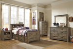 Trinell Brown Wood Twin Bookcase Storage Bed