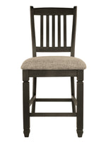 Tyler Creek 2 Grayish Brown Fabric/Black Wood Counter Height Chairs