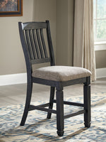 Tyler Creek 2 Grayish Brown Fabric/Black Wood Counter Height Chairs