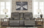 Wurstrow Smoke Leather Power Recliner Loveseat