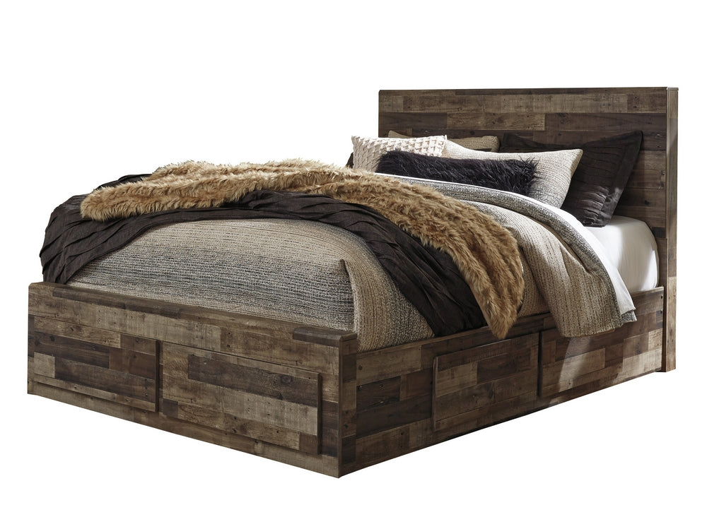 Derekson Multi Gray Wood Queen Bed with Underbed Storage