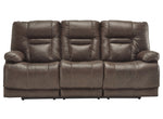 Wurstrow Umber Leather Power Recliner Sofa