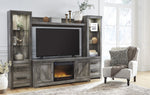 Wynnlow Rustic Gray Wood Entertainment Center with Fireplace Insert