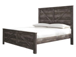 Wynnlow Gray Wood King Crossbuck Panel Bed