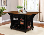 Slater Brown/Black Wood Kitchen Island with Wine Rack