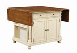 Slater Brown/Buttermilk Wood Kitchen Island with Wine Rack