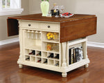 Slater Brown/Buttermilk Wood Kitchen Island with Wine Rack