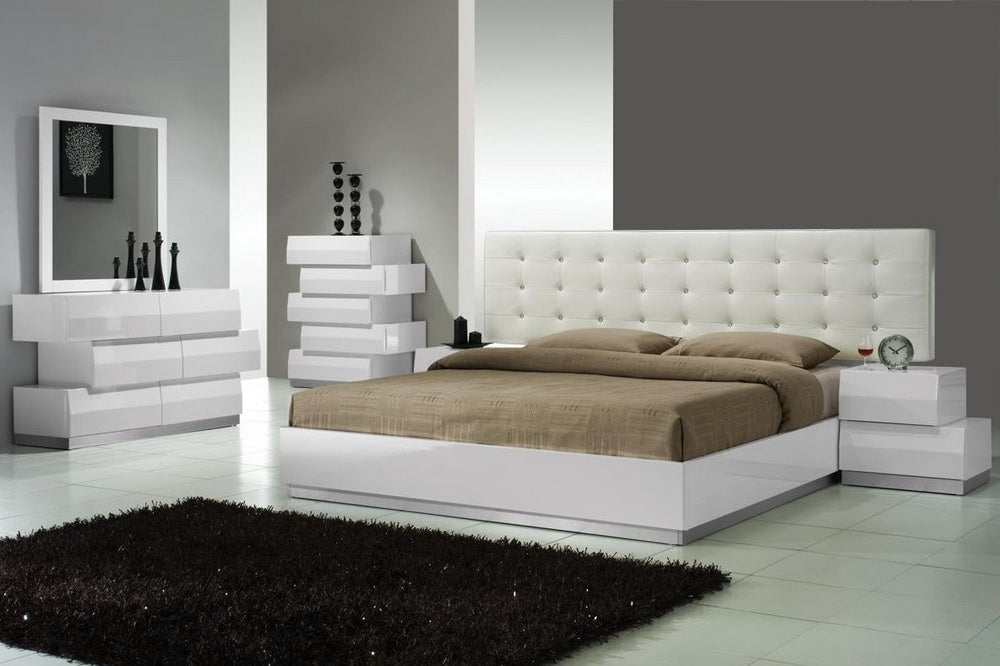Spain White Wood King Bed (Oversized)