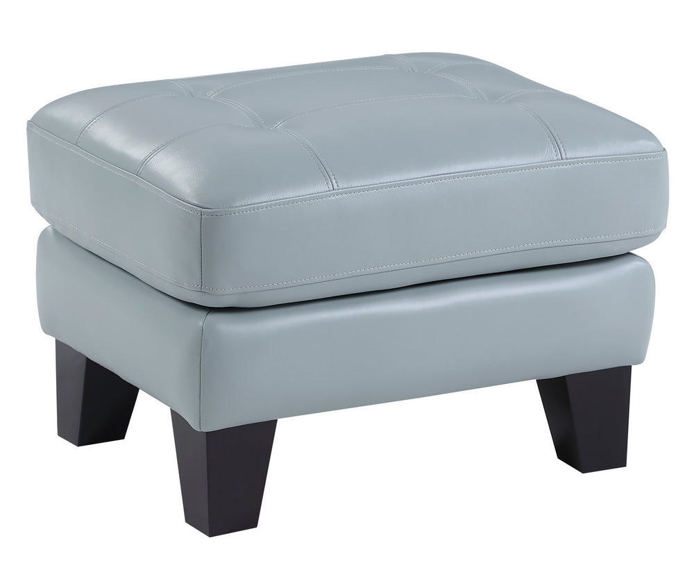 Spivey Aqua Top Grain Leather Ottoman