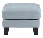 Spivey Aqua Top Grain Leather Ottoman