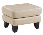 Spivey Beige Top Grain Leather Ottoman