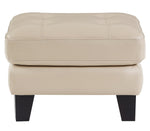 Spivey Beige Top Grain Leather Ottoman