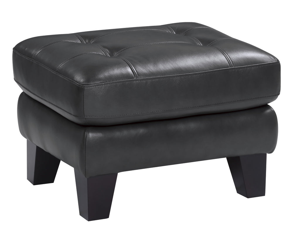 Spivey Dark Gray Top Grain Leather Ottoman