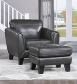 Spivey Dark Gray Top Grain Leather Ottoman