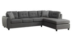 Stonenesse Gray Linen-Like Reversible Sectional with Ottoman