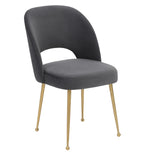 Swell Dark Grey Velvet/Gold Meta Side Chair