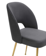 Swell Dark Grey Velvet/Gold Meta Side Chair