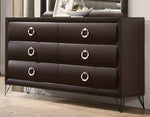 Tablita Dark Merlot Wood Dresser with 6 Drawers