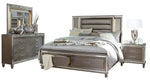 Tamsin Silver-Grey Metallic Wood King Bed with Storage