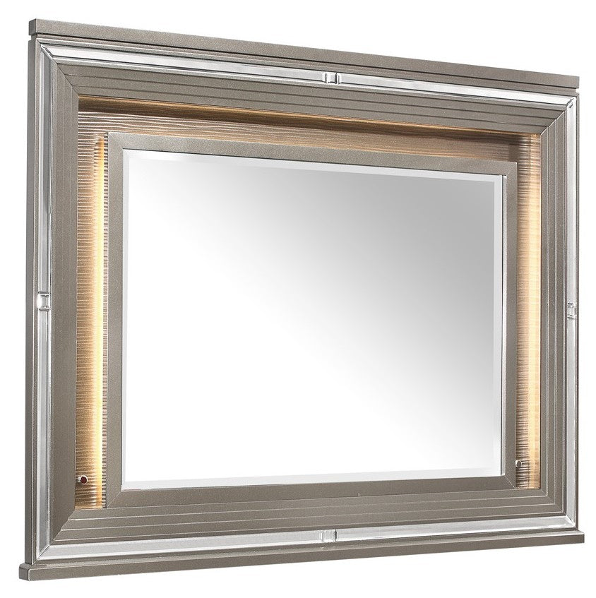 Tamsin Silver-Grey Metallic Wood/Glass Dresser Mirror