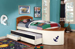 Voyager White Wood Twin Bed with Trundle