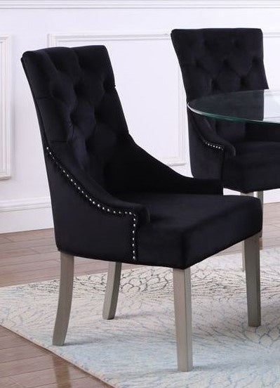 Wanda 2 Black Suede/Wood Side Chairs