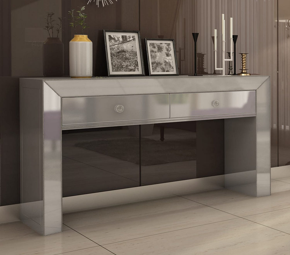Wanda Silver Mirrored Console Table with Drawers