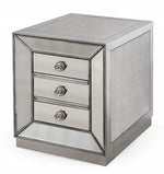 Wanda Silver Mirrored End Table with Drawers