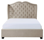 Waterlyn Neutral Tone Fabric King Bed with Nailheads