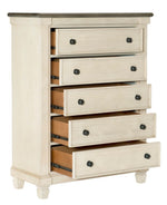 Weaver Antique White Wood 5-Drawer Chest