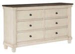 Weaver Antique White Wood 6-Drawer Dresser