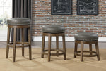 Westby 2 Gray Faux Leather/Brown Wood Bar Stools