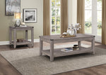 Woodrow Gray Wood Cocktail Table with Lower Shelf