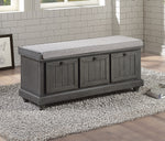 Woodwell Dark Gray Textured Fabric/Wood Bench w/Storage