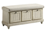 Woodwell White Textured Fabric/Wood Bench with Storage