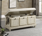 Woodwell White Textured Fabric/Wood Bench with Storage