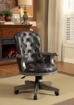 Yelena Gray/Black Leatherette/Wood Arm Chair