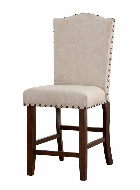 Eleni 2 Cream Fabric/Wood Counter Height Chairs
